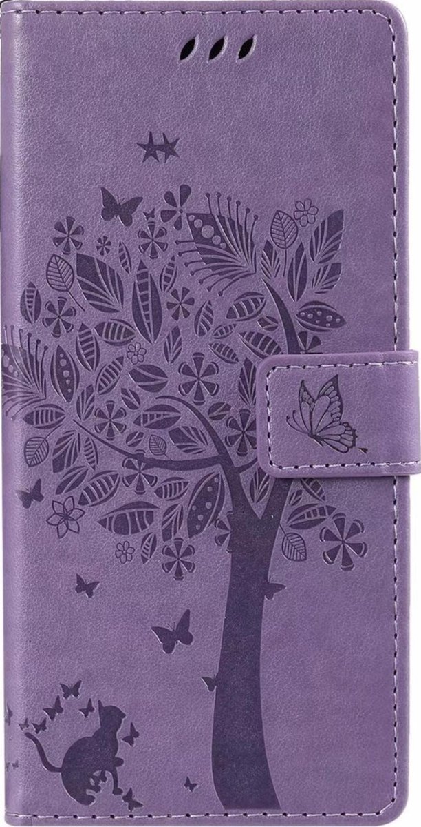 Geschikt voor Samsung Galaxy S20 FE Bookcase - Paars - Bloemen - Portemonnee Hoesje