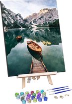 Rubye® Schilderen Op Nummer Volwassenen – Meer en Bergen – Met Frame, Schildersezel en Penselen – Canvas Schildersdoek – Kleuren op Nummer – 40x50cm