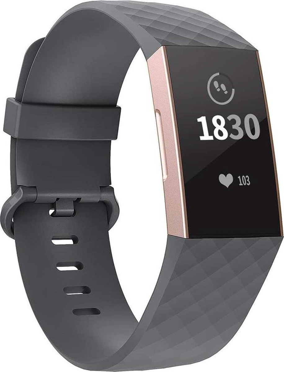 YPCd® Siliconen bandje - Fitbit Charge 3 - Grijs - Small