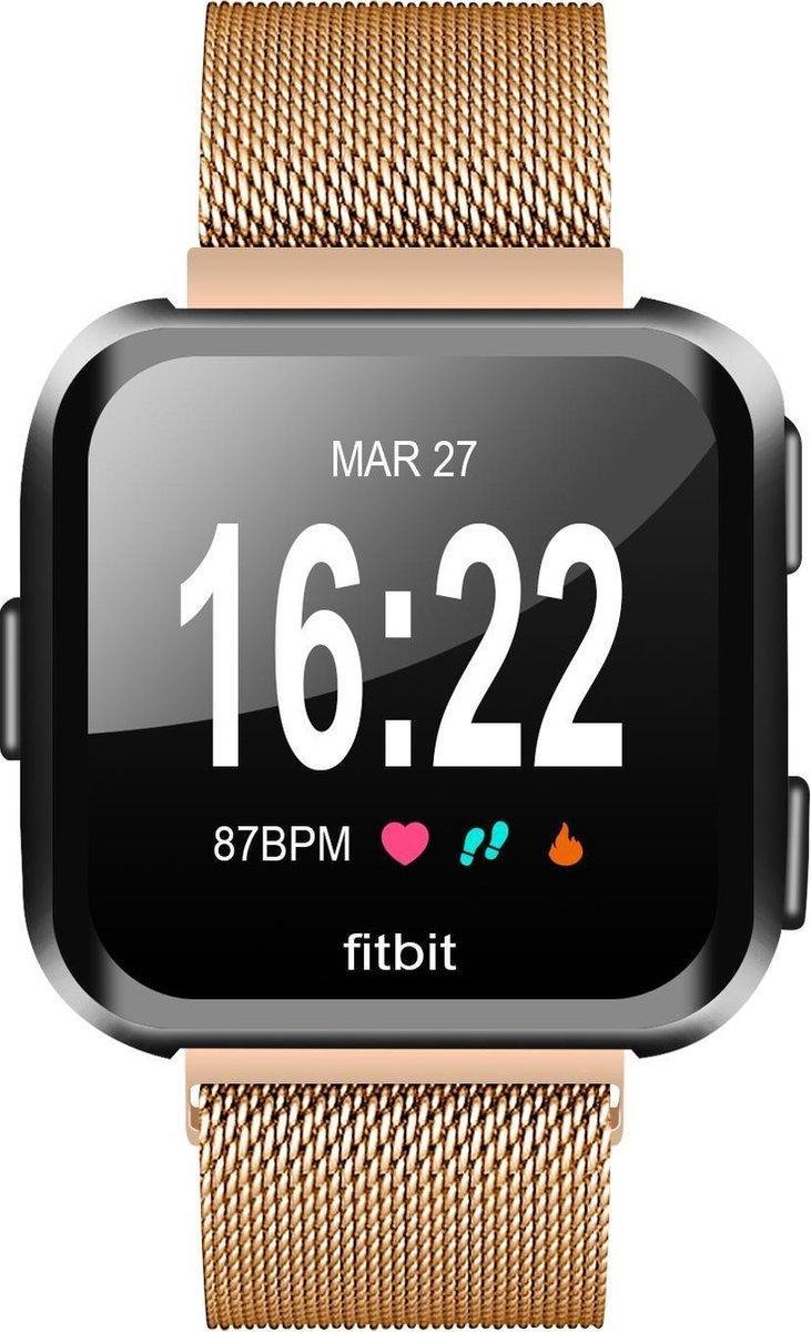 YPCd® Fitbit Versa - Versa 2 - Versa Lite bandje - Rosé Goud - Milanees Roestvrij Staal - Large