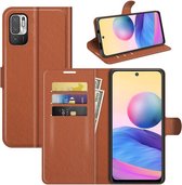 Xiaomi Redmi Note 10 5G hoesje - MobyDefend Kunstleren Wallet Book Case - Bruin - GSM Hoesje - Telefoonhoesje Geschikt Voor: Xiaomi Redmi Note 10 5G