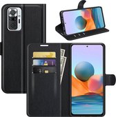 Xiaomi Redmi Note 10 Pro hoesje - MobyDefend Kunstleren Wallet Book Case - Zwart - GSM Hoesje - Telefoonhoesje Geschikt Voor: Xiaomi Redmi Note 10 Pro