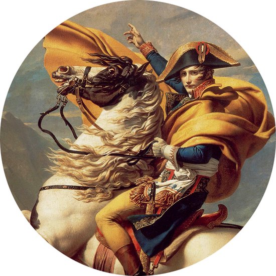 Napoléon traverse les Alpes, Jacques-Louis David - Photo sur Cercle de papier peint - ⌀ 120 cm