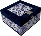 The Dutch Tea Box Delfts blauwe Theedoos met thee cadeau - 4 vaks - Blauw - Wit - Textiel