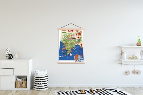 Illustration de la carte de l'Inde en affiche scolaire style cartoon lattes plates vierges 120x160 cm - Tirage photo sur affiche textielposter (décoration murale salon / chambre) XXL / Groot format!