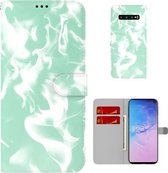 Voor Samsung Galaxy S10 Plus Cloud Fog Pattern Horizontal Flip Leather Case met Houder & Card Slot & Wallet (Mint Groen)