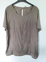 Shirt - C&S Paris - Met open rug - Kaki - Maat M/L