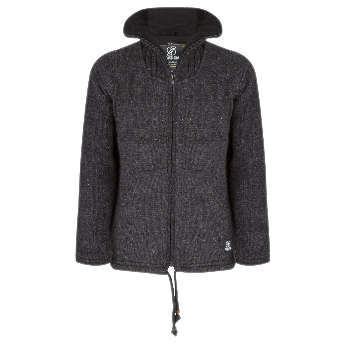 Gebreid Wollen Heren/Uni Vest van Schapenwol met Polyester Fleece voering en hoge kraag SHAKALOHA M Flash Collar Antraciet