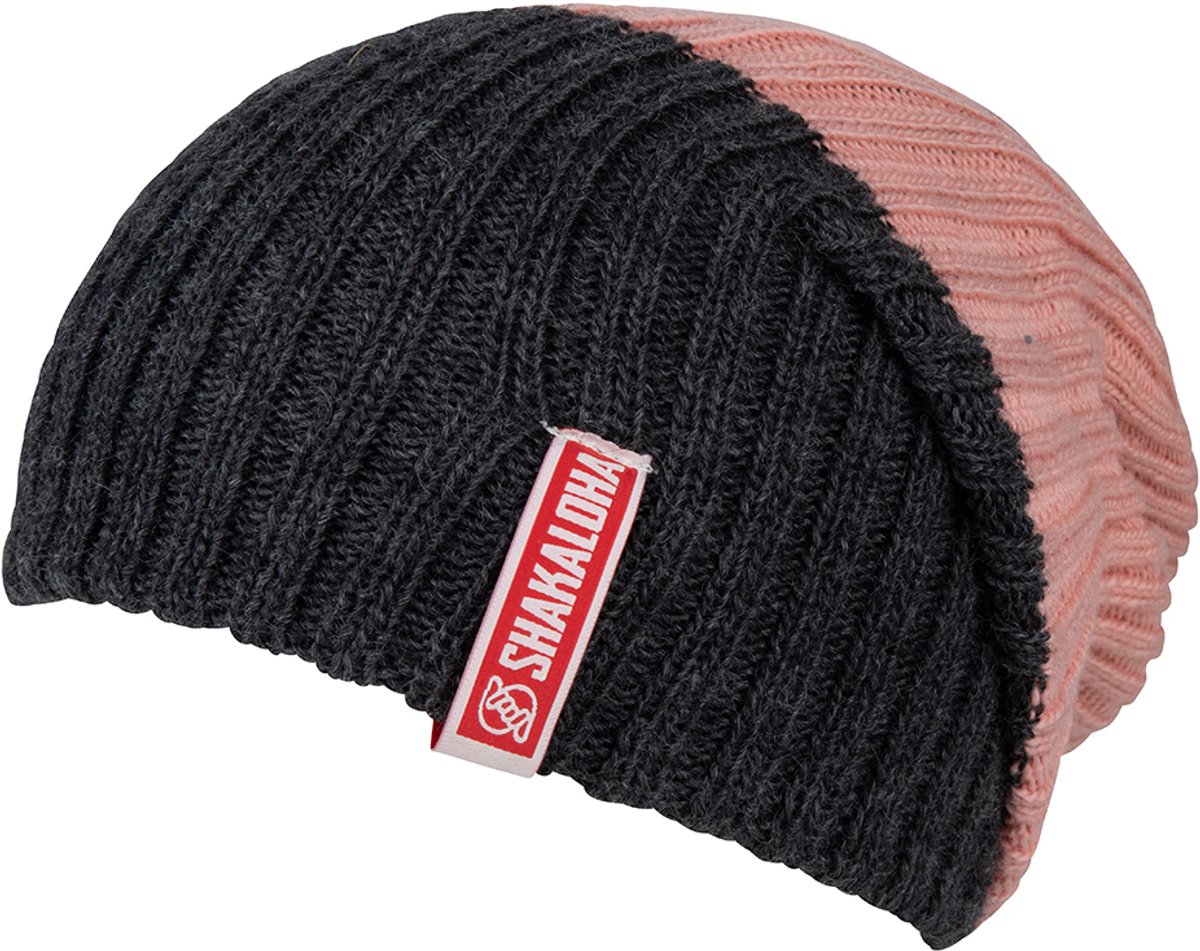 Shakaloha Gebreide Wollen Muts Heren & Dames Beanie Hat van merino wol zonder voering - Buxy Beanie MrnRv PinkGrey Unisex - One Size Wintermuts