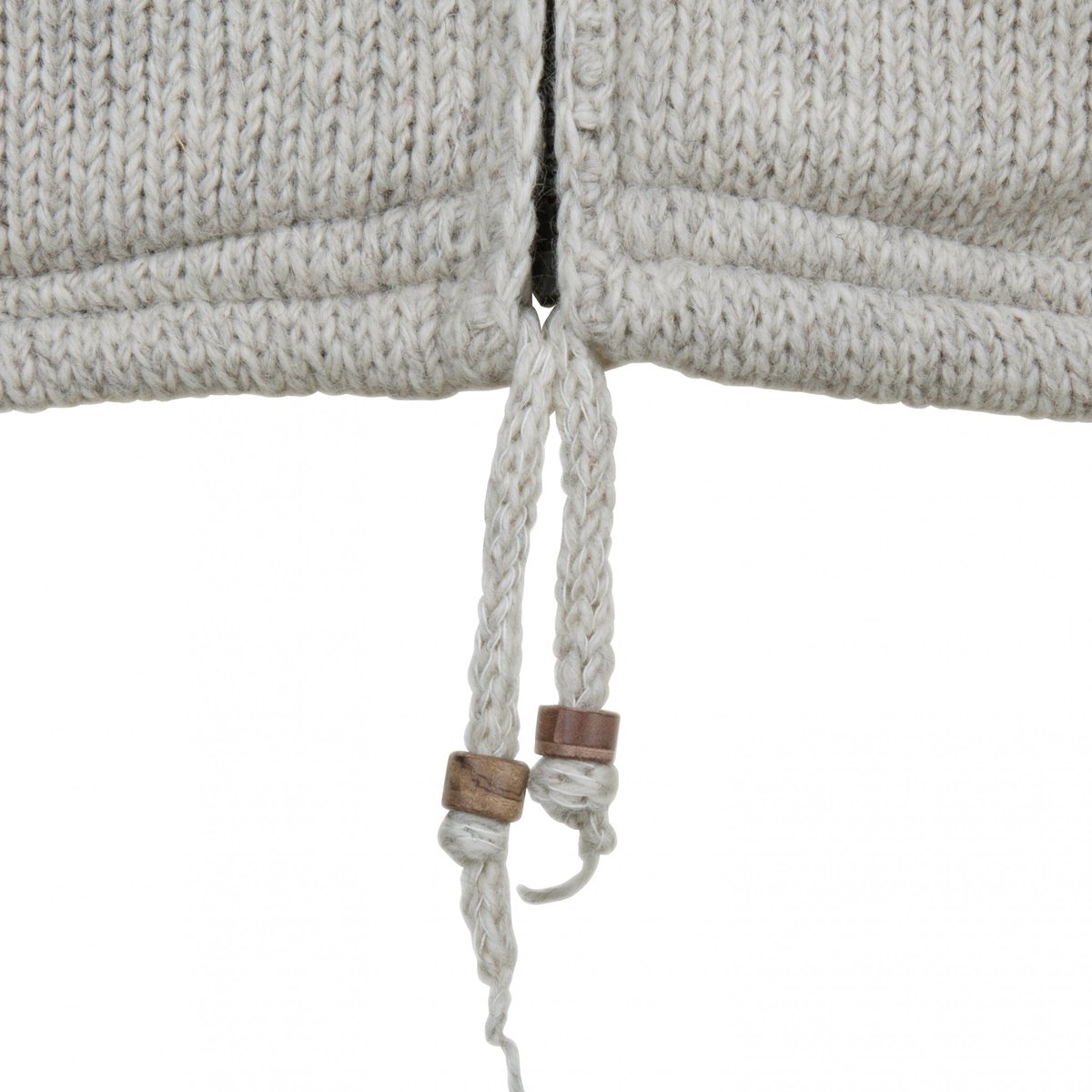 Gebreid Wollen Heren/Uni Vest van Schapenwol met Nylon Windstopper binnenvoering en afneembare capuchon SHAKALOHA Breaker Beige