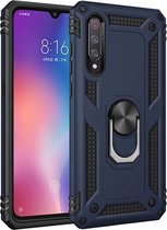 Samsung Galaxy A30S Stevige Magnetische Anti shock ring back cover case- schokbestendig-TPU met stand – Blauw  + Gratis screenprotector