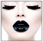 Vrouw met zwarte lippen - Foto op Akoestisch paneel - 100 x 100 cm