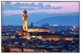 Uitzicht op Palazzo Vecchio en de stad Florence - Foto op Akoestisch paneel - 150 x 100 cm