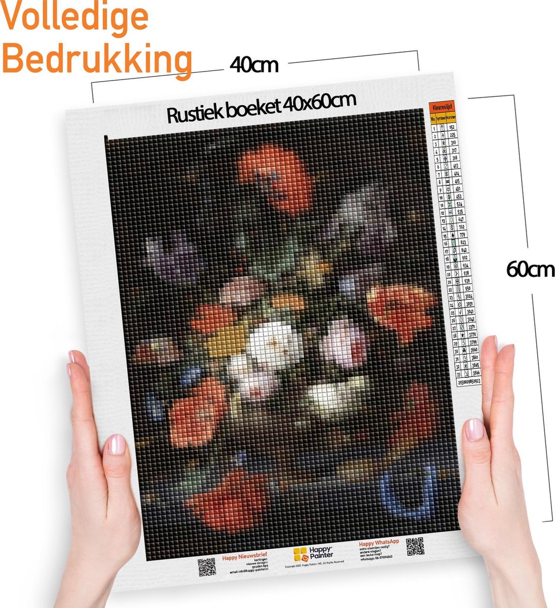 Happy Painter Diamond Painting Volwassenen - Rustiek Boeket - 40x60cm - Diamond Painting Pakket Volledig — afbeelding 2