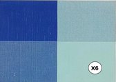 Ikado  Set van 6 stuks placemats, dessin in blauw tinten  30 x 45 cm