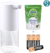 Aqua Nova Comfort set - Automatische zeepdispenser - Met Dettol Aloë Vera & Coco zeep - Met batterijen - No touch - Wit - Zeepdispenser met sensor - Schuimdispenser - 400ml - Zeeppompje