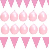 Folat | Roze Set | Roze | Slingers | Ballonnen | Verjaardag | Thema Feest | Geboorte | Gender Reveal | Feest | Kinderfeestje | Party