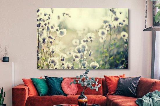 Peintures sur Toile - Fleurs - Champ - Wit - 150x100 cm - Décoration murale