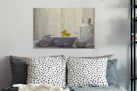 Canvas Schilderij Badeend - Schaal - Sop - 60x40 cm - Wanddecoratie