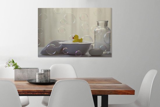 Canvas Schilderij Badeend - Schaal - Sop - 60x40 cm - Wanddecoratie