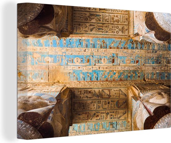 Canvas Schilderij In de Buitenhypostyle Zaal van de Tempel van Aboe Simbel in Egypte - 60x40 cm - Wanddecoratie