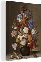 Canvas Schilderij Stilleven met bloemen - Schilderij van Balthasar van der Ast - 30x40 cm - Wanddecoratie