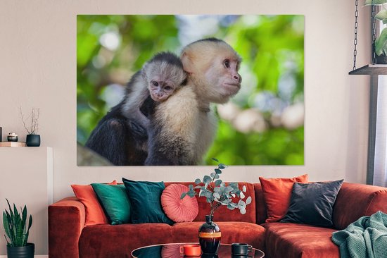Peintures sur toile - Singe avec ourson au dos - 150x100 cm - Décoration murale