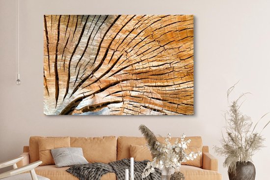 Peintures sur toile - Coupe transversale d'un tronc d'arbre - 150x100 cm - Décoration murale Art