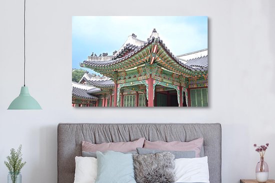 Texture traditionnelle coréenne en toile Changdeokgung 180x120 cm - Tirage photo sur toile (Décoration murale salon / chambre) XXL / Groot format!