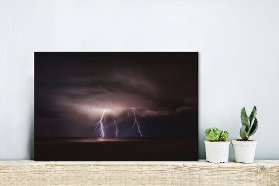 Éclair dans la nuit toile 30x20 cm - petit - Tirage photo sur toile (Décoration murale salon / chambre)