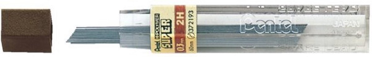 Potloodstift Pentel 0.3mm zwart per koker 2H