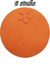 Placemat - 6 stuks - Vilt - Rond 37 cm - Oranje