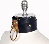New Age Devi - Luxe Collar - Choker met Metalen O-ring - Zwart - Gouden Ring