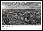 Poster Stad Groningen - A3 - 30 x 40 cm - Inclusief lijst (Zwart MDF)