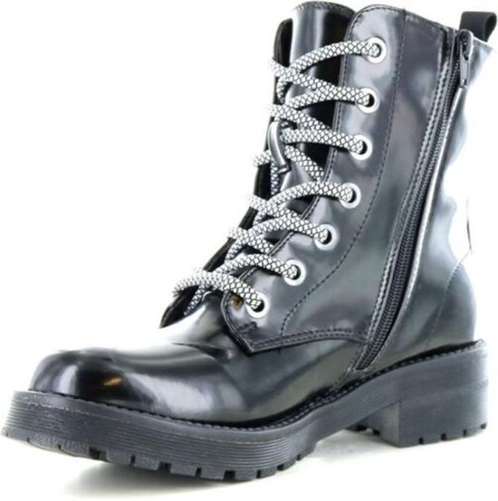Super Cracks - Zwarte laarsjes met contrasterende veters - Dr Martens Look  - Maat 37 | bol.com
