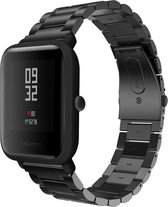 Stalen Smartwatch bandje - Geschikt voor  Xiaomi Amazfit Bip stalen band - zwart - Horlogeband / Polsband / Armband