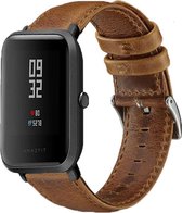 Leer Smartwatch bandje - Geschikt voor  Xiaomi Amazfit Bip leren bandje - bruin - Horlogeband / Polsband / Armband