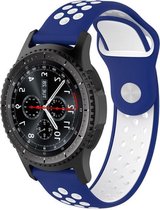 Siliconen Smartwatch bandje - Geschikt voor  Samsung Galaxy Watch sport band 46mm - blauw/wit - Horlogeband / Polsband / Armband