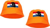 2x stuks oranje supporter vissershoedje - Nederlandse vlag en leeuw - Holland - EK / WK fans - Koningsdag