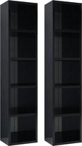 Opberg kasten set van 2 - hoogglans zwart - cd - kast - dvd - games - schappen - meubel - woonkamer - industrieel - modern - slaapkamer - L&B Luxurys