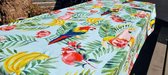 Afneembaar tafellaken van 100 % pvc met leuke tropical vogel print 140 x 250 cm