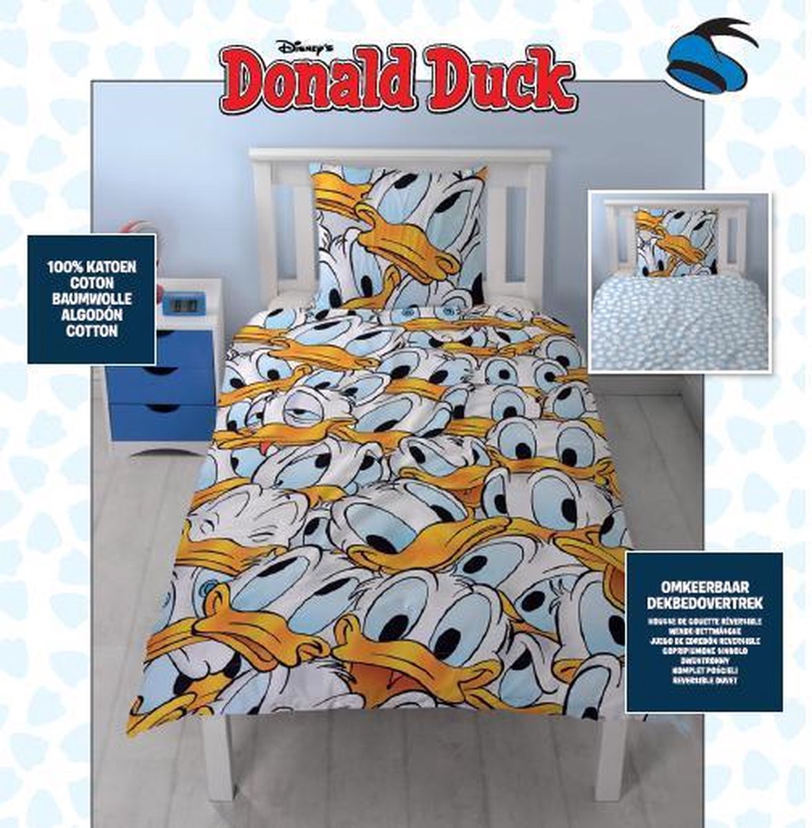 Donald Duck - Dekbedovertrek hoofdjes - 140x200 cm - 100% katoen | bol.com