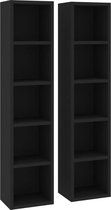 Opberg kasten set van 2 - zwart- cd - kast - dvd - games - schappen - meubel - woonkamer - industrieel - modern - slaapkamer - L&B Luxurys