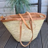 Strandtas - boodschappentas - palmblad - leer - met afdekking