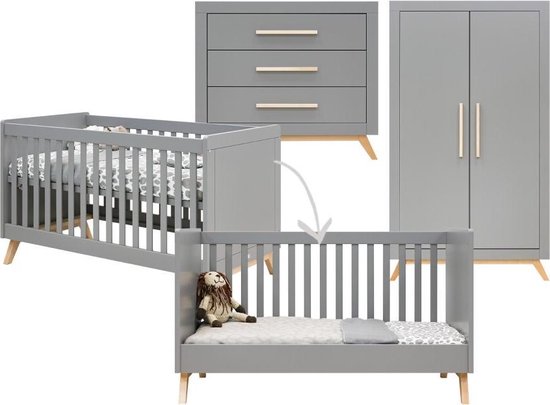 Bopita Fenna 3-delige meegroeikamer - Grijs/Naturel