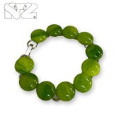 Luxe Handgemaakte Armband van Glas - Sieraden Vrouwen - Glaskralen - Groen Verstelbaar 22cm