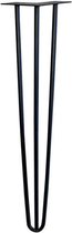 Zwarte brede massieve 3-punt hairpin tafelpoot 80 cm