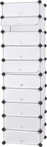 MIRA Home - Schoenenrek - Opbergrek - Modern - Kunststof - Transparant wit - 43x31x173