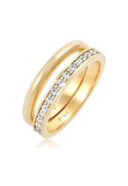 Elli Dames Ring Dames Ring Memorie Set Basic Trend met Kristallen in 925 Sterling Zilver Verguld