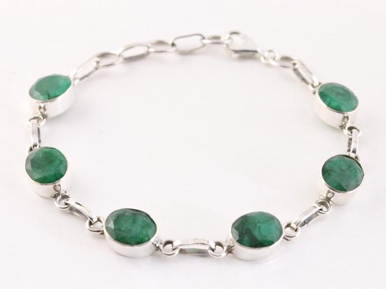 Zilveren armband met smaragd